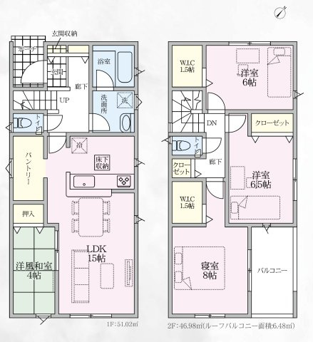 【間取り】 | 鴻巣市人形第1　CRADLE GARDEN　新築戸建　全3棟　2号棟