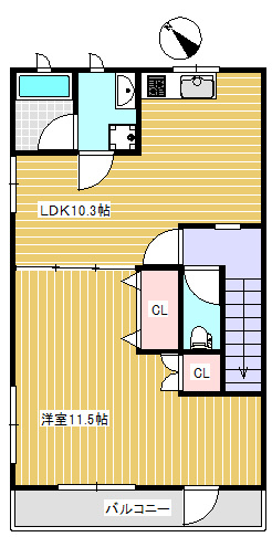 フラットUの間取り