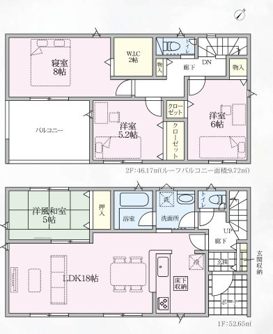【間取り】 | 鴻巣市人形第1　CRADLE GARDEN　新築戸建　全3棟　3号棟