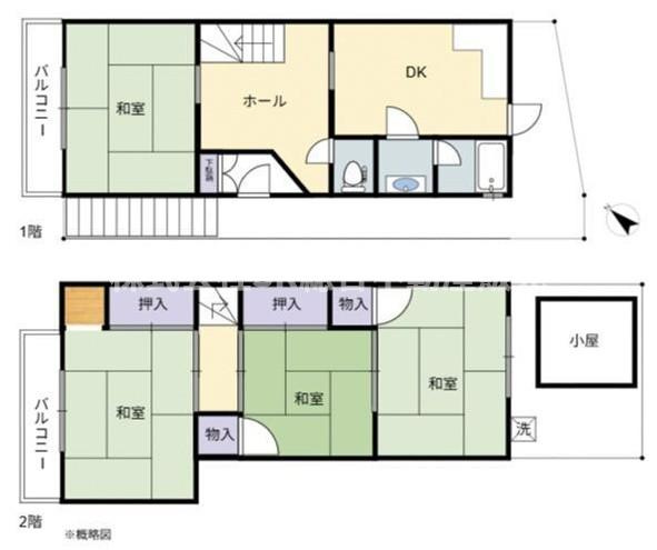 日下町8丁目中古戸建の間取り|収納豊富で便利な間取りです！広々とした玄関ホールでゲストをお迎えできます◎