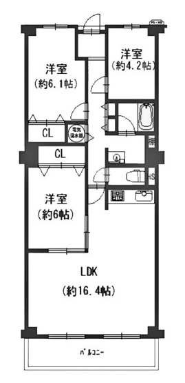 【間取り】 | コトーハイツ伏見稲荷B棟 | 専有面積77.67㎡