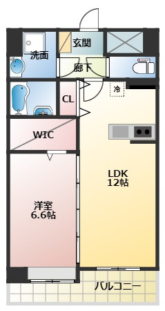 熊本市北区清水本町の賃貸マンションの間取り