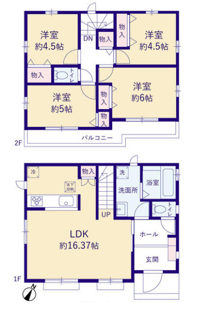 小平市鈴木町1丁目　五日市線　花小金井駅　新築戸建の間取り