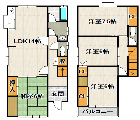 御殿山2丁目貸家の間取り
