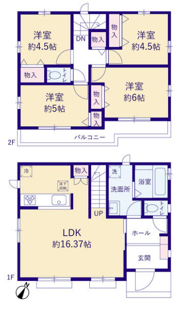 小平市鈴木町1丁目 西武新宿線 花小金井駅 新築戸建の間取り