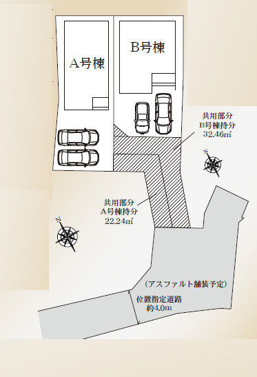 藤沢市本鵠沼１丁目　新築戸建　全２棟１号棟の区画図
