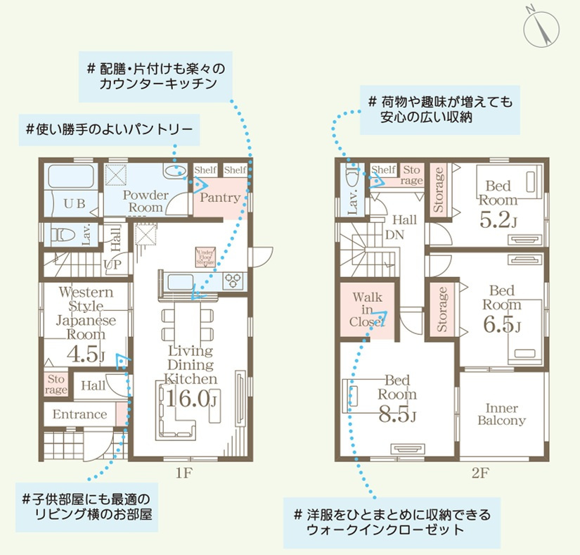【Livele Garden】　栃木市都賀町平川　第１　全4邸の間取り|〇4LDK〇
広々LDK16帖！
使い勝手のよいパントリー付き♪