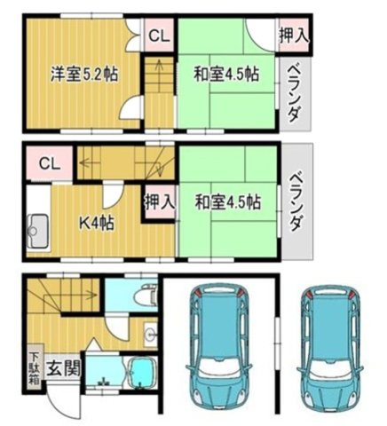 御影塚町1丁目の間取り|全室に収納スペース有り