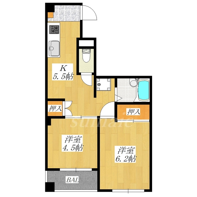 フローレス赤羽の間取り|南向きの角部屋です☆