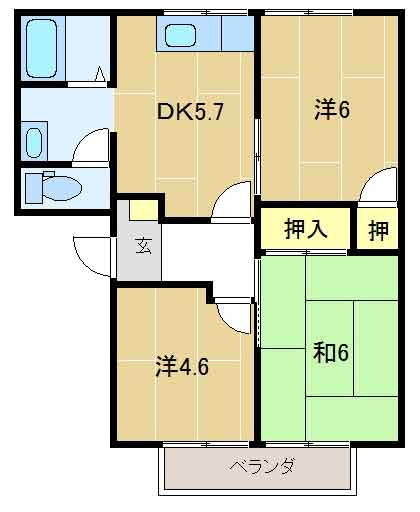 アンダンテAの間取り|※掲載写真は参考写真です。入居中のため、実際のお部屋と異なる場合がございます。現況を優先いたします。