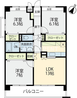 【間取り】 | グルーリヤ大和Ⅱ