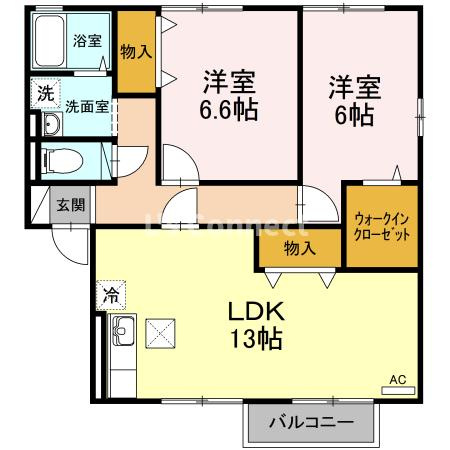 【間取り】 | ウィルモア旭Ｂ