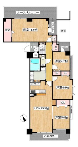 【間取り】 | ファミール甲子園浦風町
