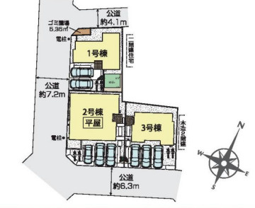 【区画図】 | 幸手市緑台1丁目6期　新築戸建　全3棟　1号棟