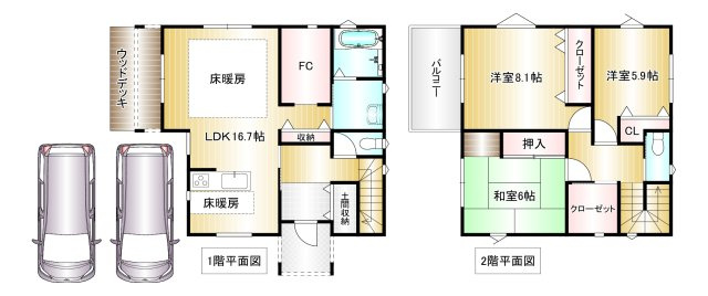 橿原市地黄町の間取り|◆4LDK　土地面積：139.06ｍ2　建物面積：104.47ｍ2　駐車2台可◆