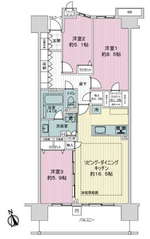 溝の口ガーデンアクアス　アクアウィングの間取り