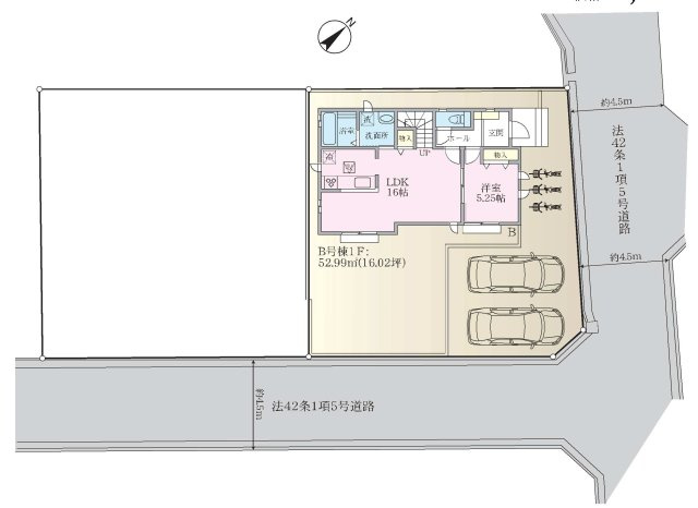 【横浜市泉区新橋町2130-8全2棟新築戸建て】★仲介手数料無料★（新橋小学校・岡津中学校）の区画図
