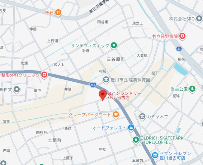 【地図】 | 豊川市当古町コインランドリー