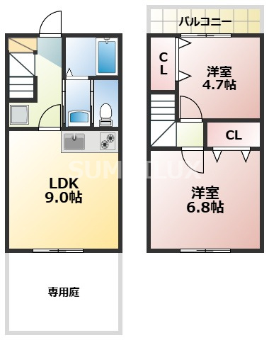 熊本市北区清水岩倉２丁目のアパートの間取り