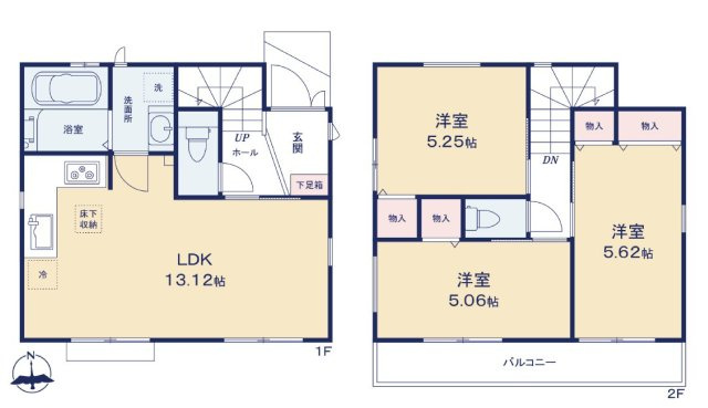 小平市仲町263　西武新宿線　小平駅　新築戸建の間取り