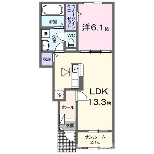 【間取り】 | ルーベル宇多津Ⅲ　Ｄ