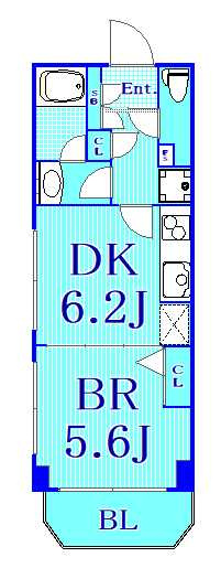 エムエー大口マンションの間取り|1DKタイプの使いやすい間取りです。