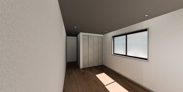 【洋室】 | 世田谷区三軒茶屋２丁目　新築戸建て | 【パース】シックな天井がアクセントの心地よいプライベート空間