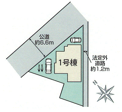 昭島市上川原町1丁目　新築戸建全1棟の区画図