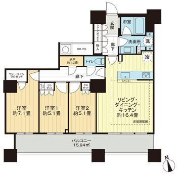 ザ・パークハウス西新宿タワー６０の間取り