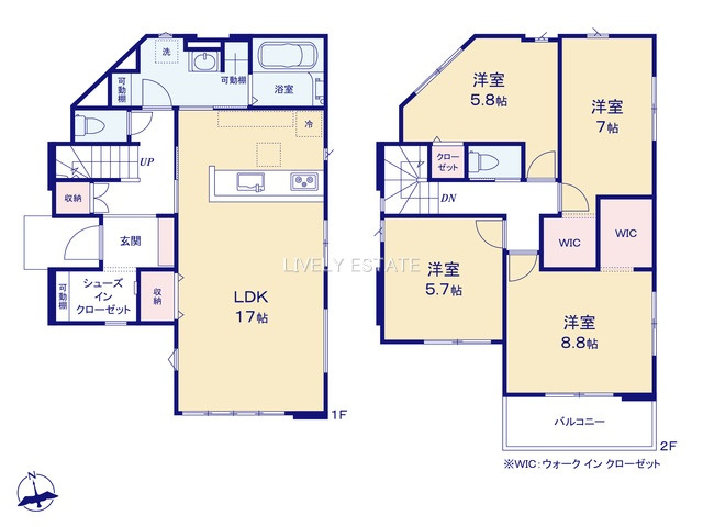 越谷市大字大道 新築分譲住宅 の間取り