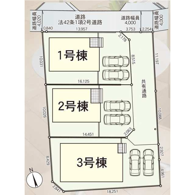 クレイドルガーデン山口市大内矢田北 第4　1号棟の区画図