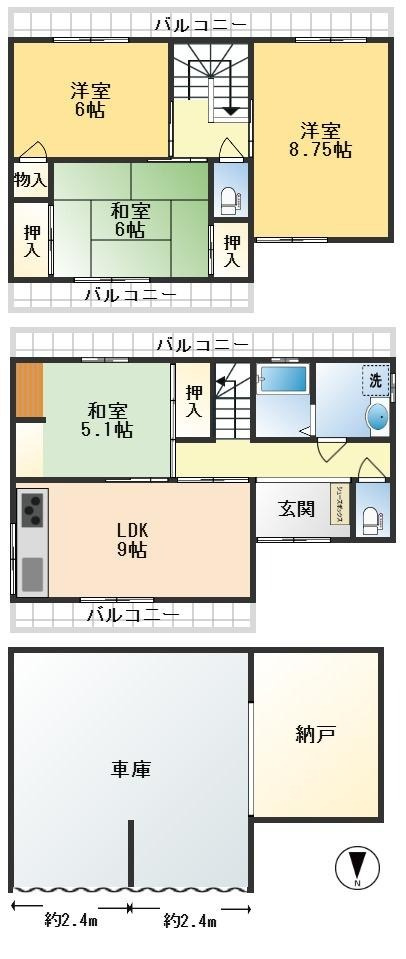 豊中市箕輪1丁目　中古戸建の間取り