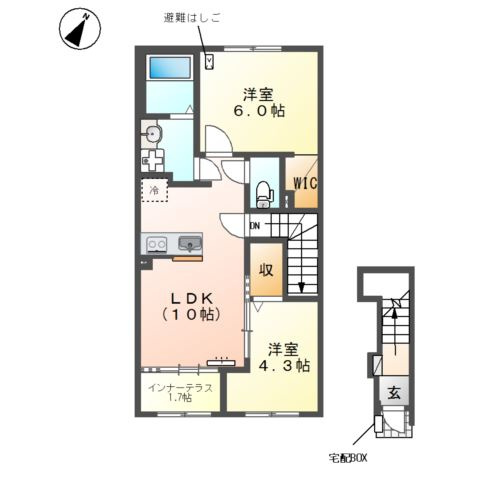 仮）日野市西平山　アパート新築工事の間取り