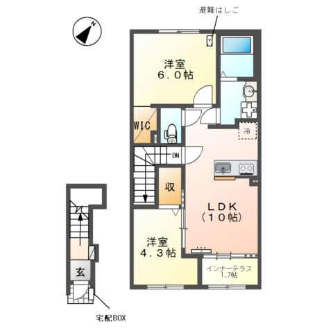 仮）日野市西平山　アパート新築工事の間取り