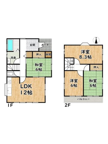 姫路市勝原区宮田/中古戸建の間取り