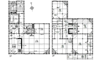 【間取り】 | 安芸郡坂町小屋浦3丁目（JR小屋浦駅）全1棟 | 16帖のLDKに3帖のタタミコーナーが隣接する開放的な1階。2階には独立した4つの洋室を配置し、主寝室を想定した6帖の部屋には3.31㎡のウォークインクローゼットやバルコニーを備えた設計です。