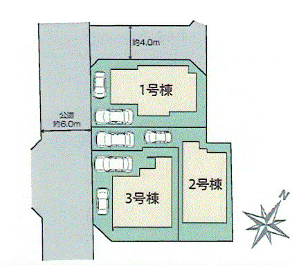 羽村市栄町2丁目　新築戸建全3棟の区画図