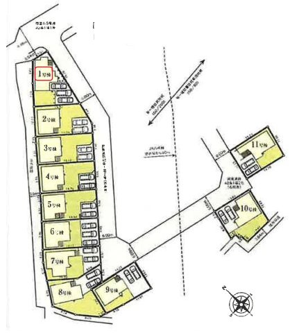 飯能市青木・全11棟　新築一戸建　1号棟の区画図|【全11棟・1号棟】カースペース並列3台可能。