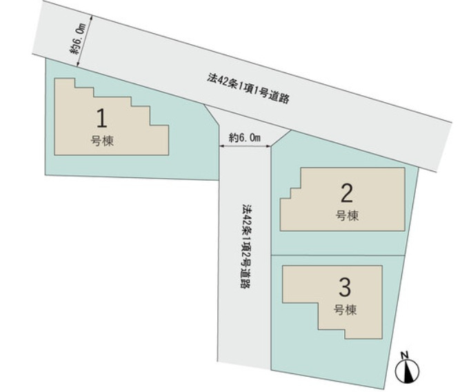 第2加須花崎　新築戸建　全3棟　1号棟の区画図