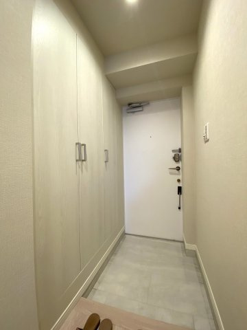 ライオンズプラザ新板橋の玄関|明るく清潔感のある玄関アプローチです。シューズボックスが完備されており、靴や日用品をすっきりと収納できます。居住者や訪問者を気持ちよく迎え入れてくれる上品な空間です。