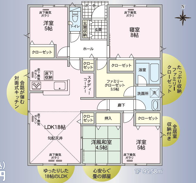 安曇野市穂高柏原　新築戸建の間取り|間取りは4LDK。収納豊富なお住まいです。