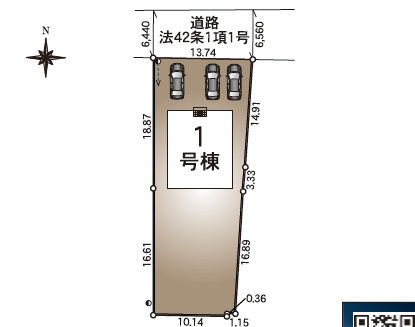 安曇野市穂高柏原　新築戸建の区画図|カースペースは車種にもよりますがお車3台駐車可能です。