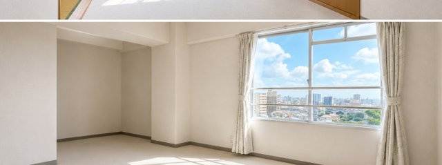 チュリス南熊本　南向き｜91㎡超のゆとりある5DKの洋室|大きな窓を備えた洋室。明るく開放的な室内です。