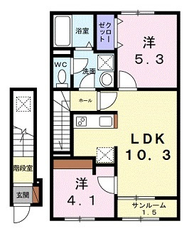シャトーＫＩＮＫＩ　Ａの間取り