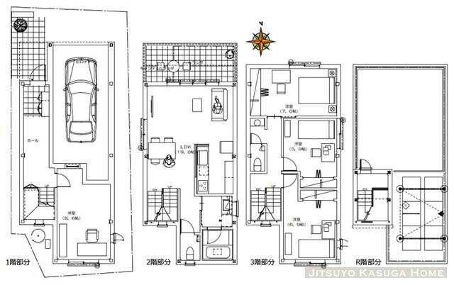 【土地図＋建物プラン例】
