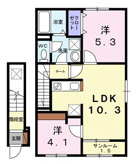 シャトーＫＩＮＫＩ　Ａの間取り
