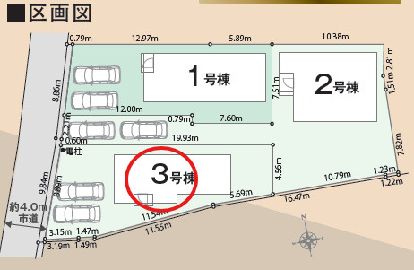 八王子市川口町24-6期　新築戸建て全3棟の区画図