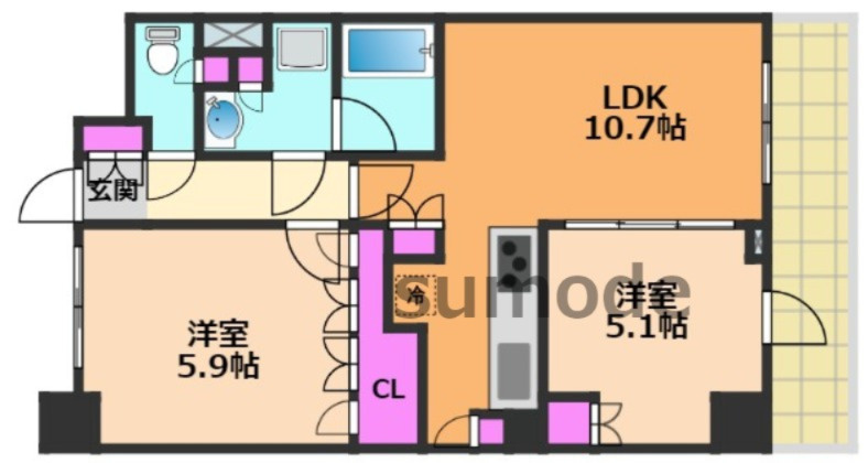 高槻市芥川町２丁目の賃貸マンションの間取り