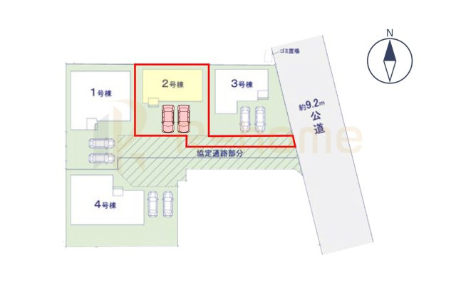 かすみがうら市下稲吉14期　新築戸建て　2号棟の区画図|大きなお買い物だからこそ、メリット・デメリットを伝えさせて頂きます。
R-homeにお任せください♪