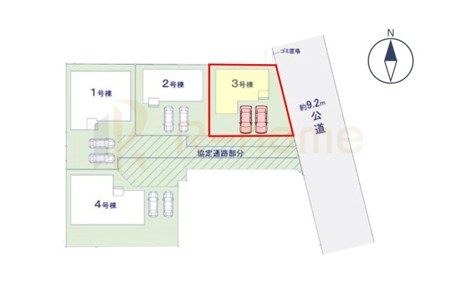 かすみがうら市下稲吉14期　新築戸建て　3号棟の区画図|大きなお買い物だからこそ、メリット・デメリットを伝えさせて頂きます。
R-homeにお任せください♪